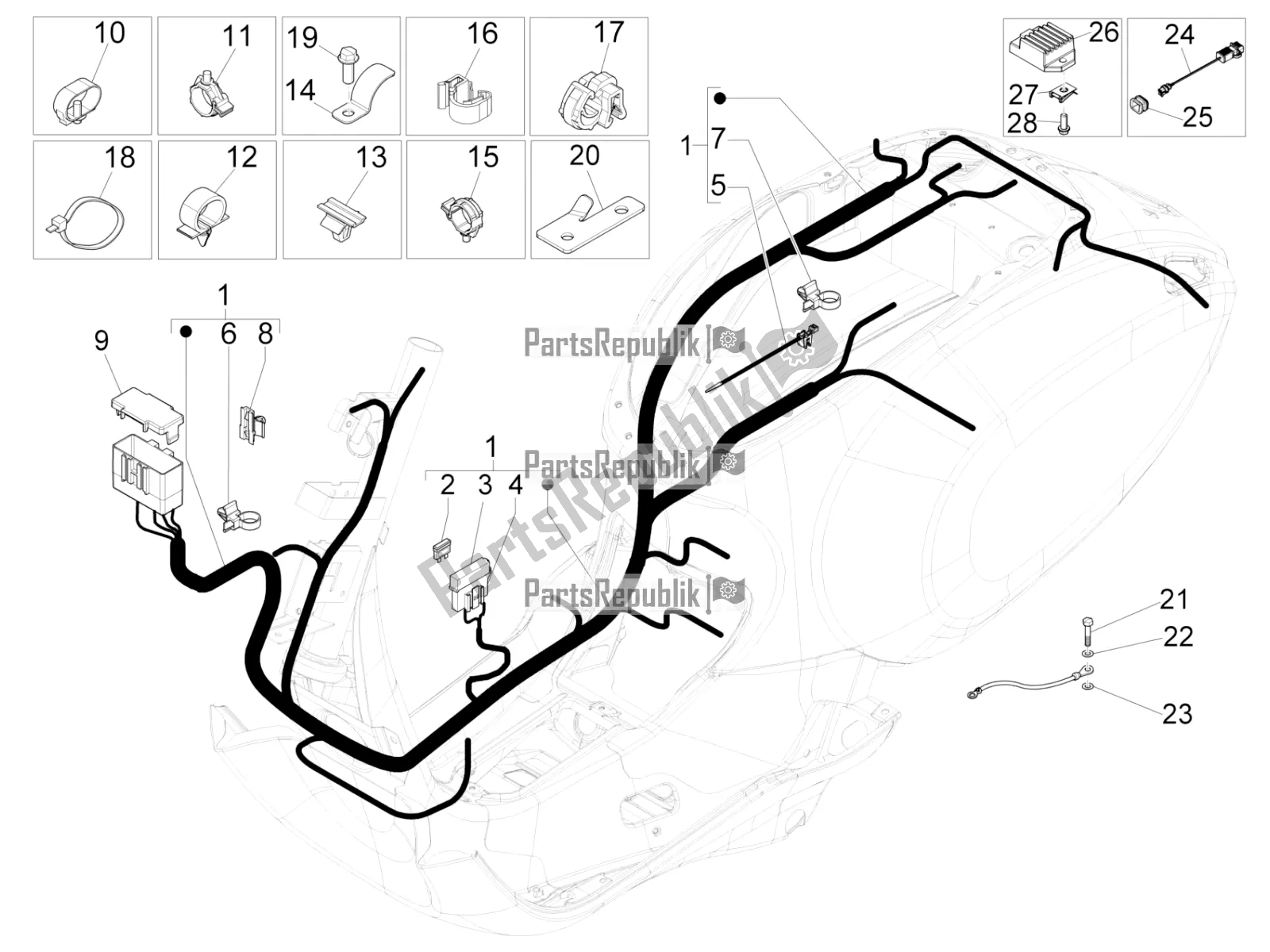 Todas las partes para Mazo De Cables Principal de Vespa Sprint 50 2T 25 KM/H 2018