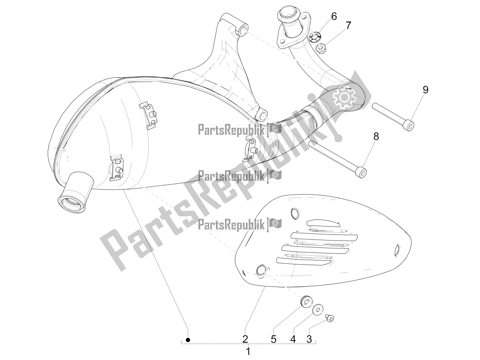 Todas las partes para Silenciador de Vespa Sprint 50 2T 25 KM/H 2018