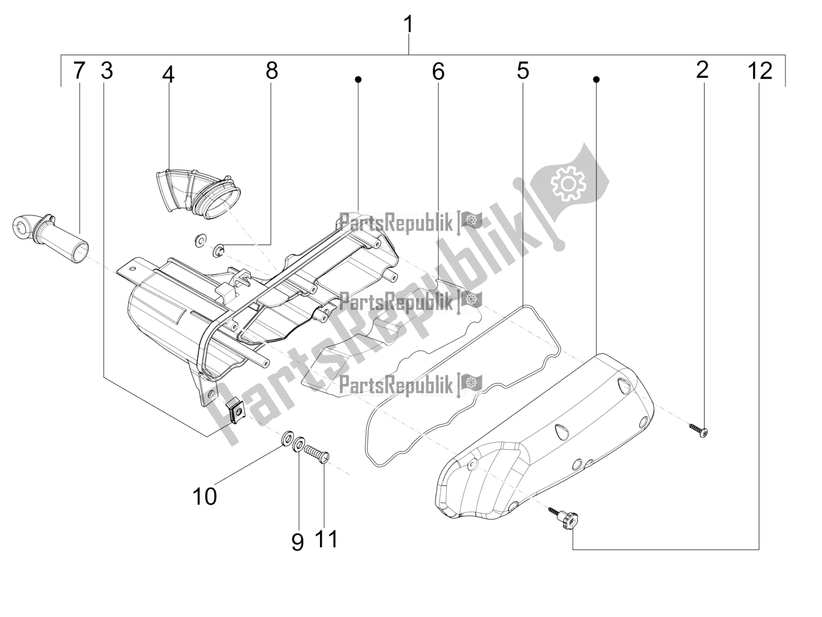 All parts for the Air Filter of the Vespa Sprint 50 2T 2016