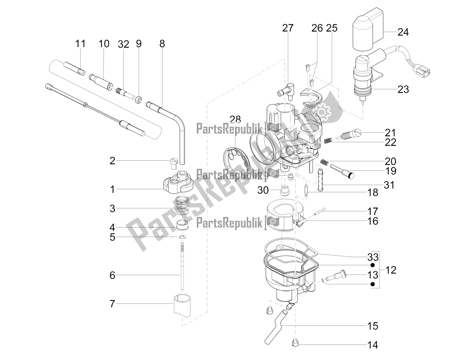 All parts for the Carburetor's Components of the Vespa Sprint 50 2T 2016