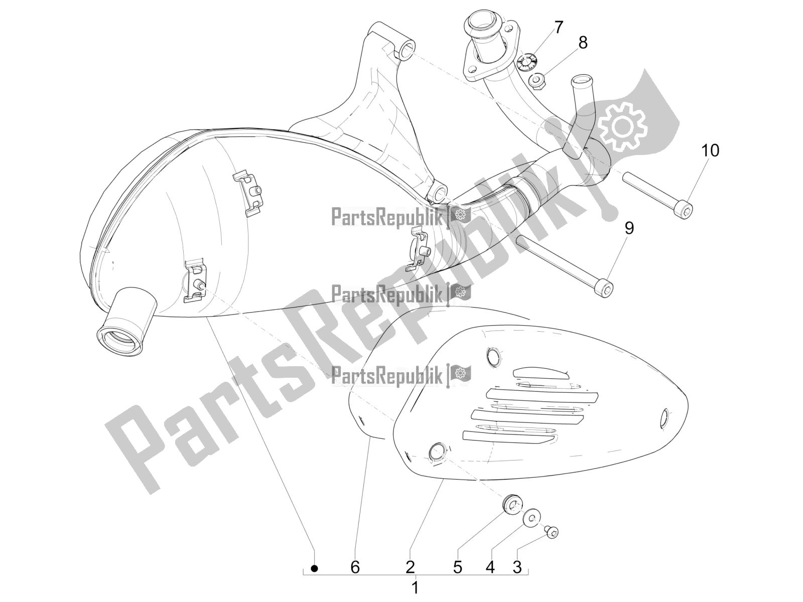 All parts for the Silencer of the Vespa Sprint 50 2T 2016