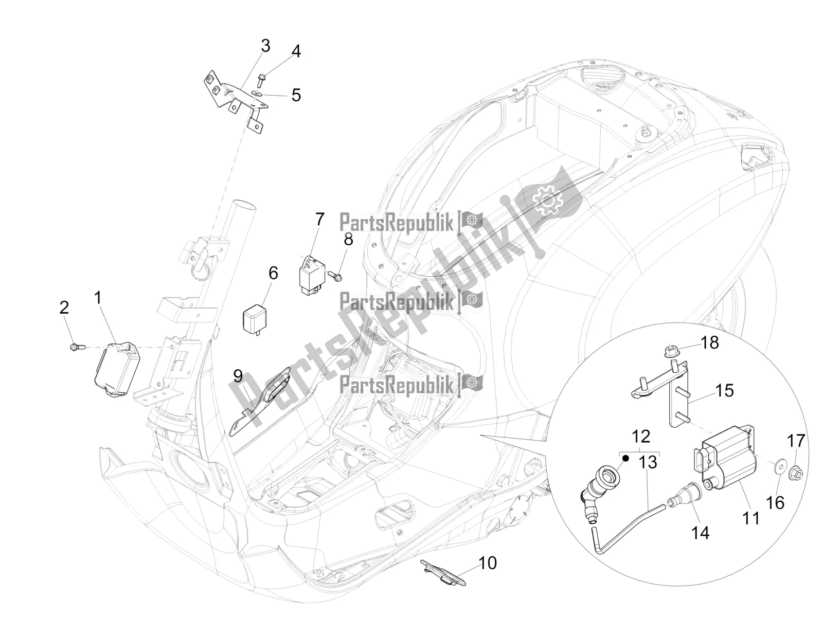 All parts for the Voltage Regulators - Electronic Control Units (ecu) - H. T. Coil of the Vespa Sprint 50 2T 2016