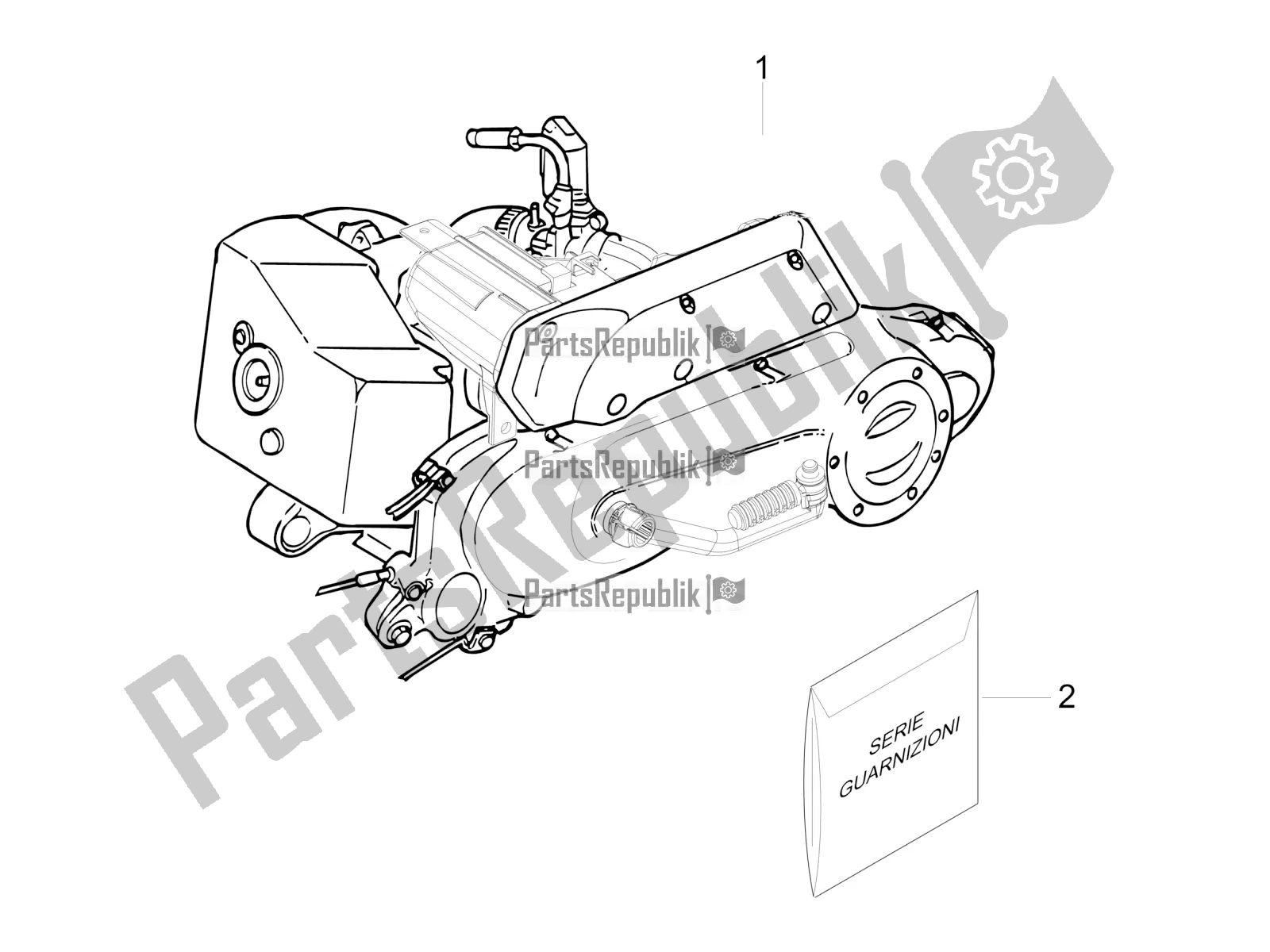 Toutes les pièces pour le Moteur, Assemblage du Vespa Sprint 50 2T 2017