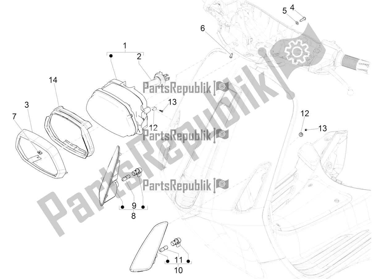 Toutes les pièces pour le Phares Avant - Clignotants du Vespa Sprint 50 2T 2017