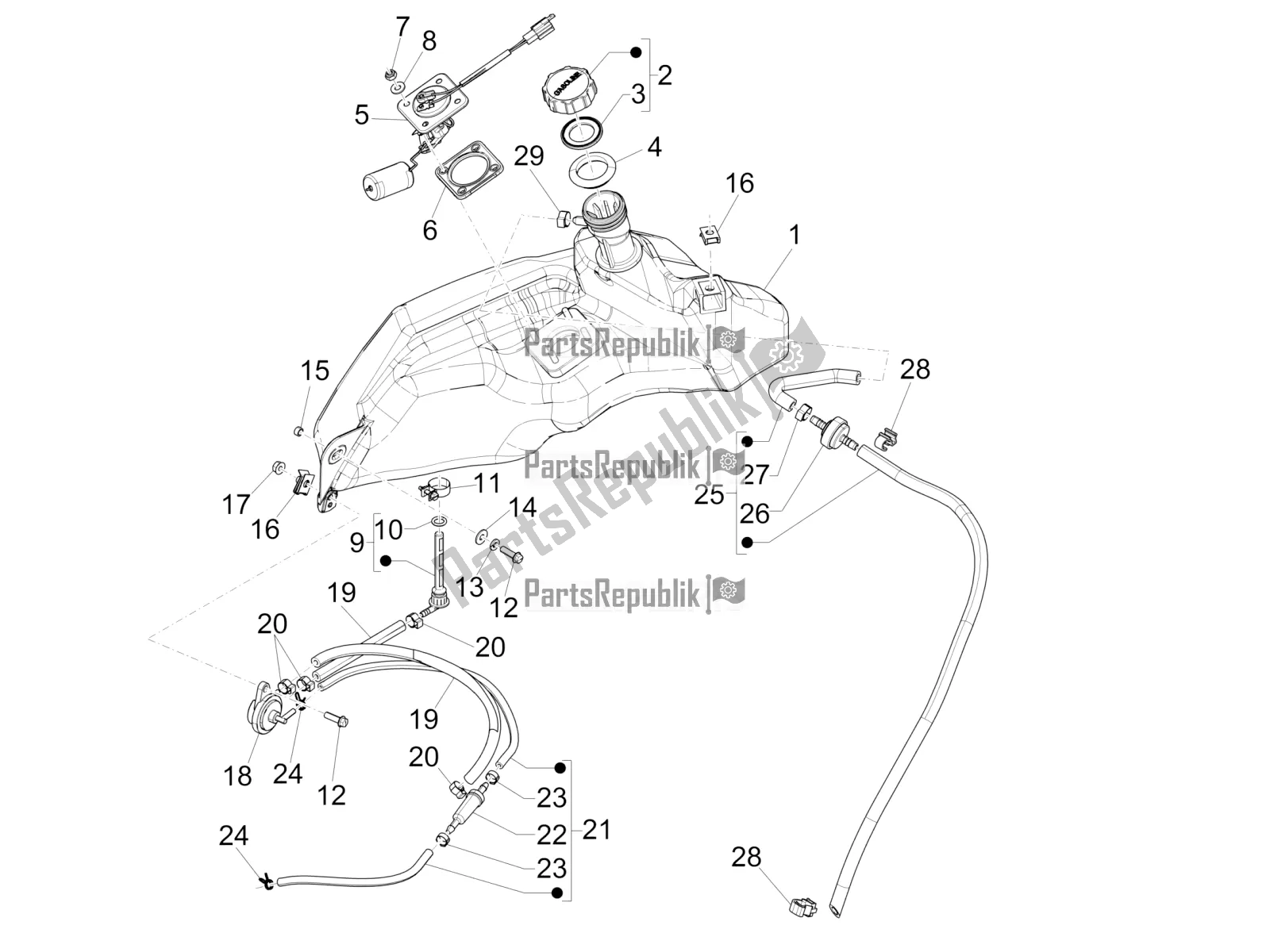 Toutes les pièces pour le Réservoir D'essence du Vespa Sprint 50 2T 2017