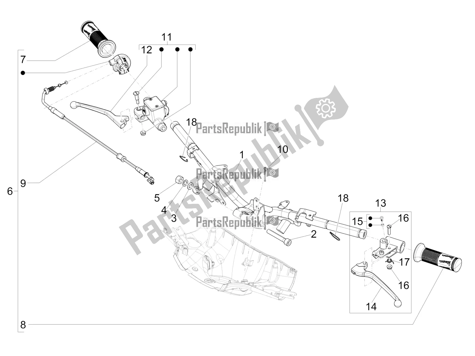 Toutes les pièces pour le Guidon - Master Cil. Du Vespa Sprint 50 2T 2017