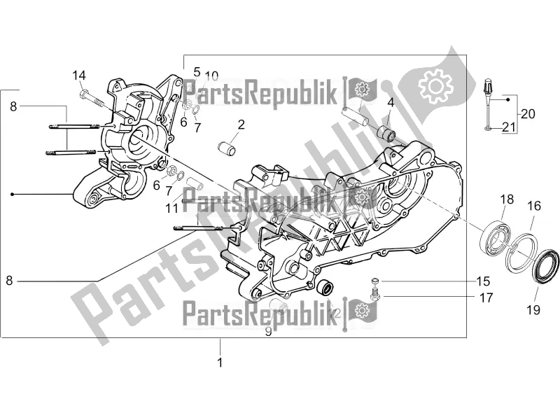 All parts for the Crankcase of the Vespa Sprint 50 2T 2018