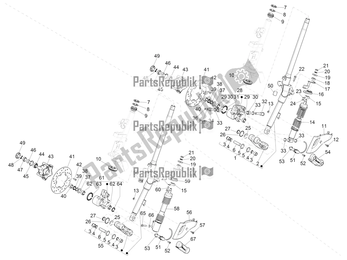 Todas las partes para Horquilla / Tubo De Dirección - Unidad De Rodamiento De Dirección de Vespa Sprint 50 2T 2018