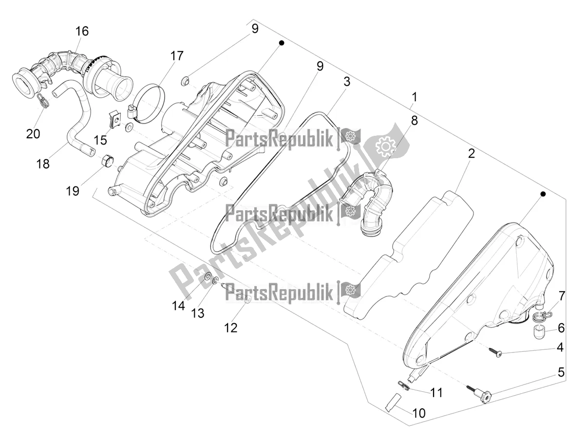 Todas as partes de Filtro De Ar do Vespa Sprint 50 3V 25 KM/H E4 2020
