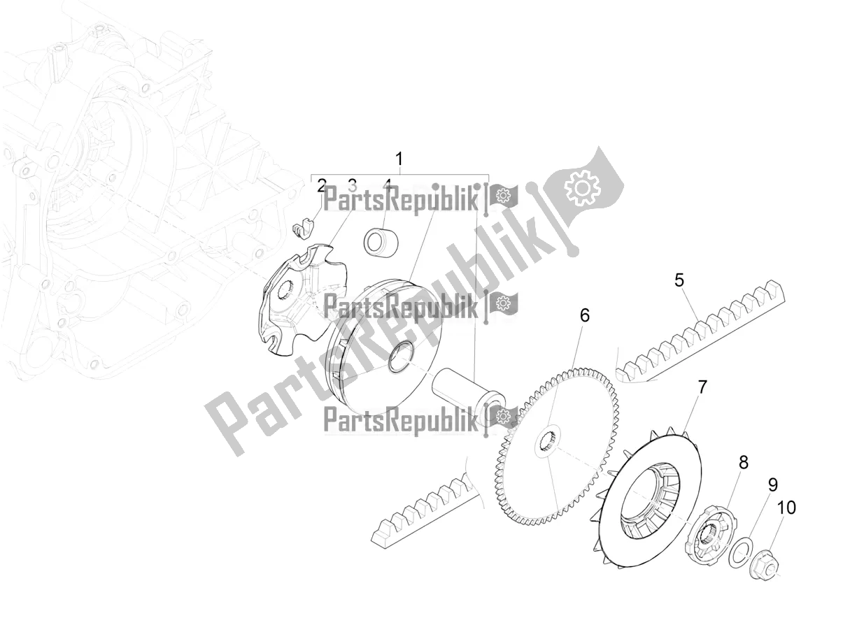 All parts for the Driving Pulley of the Vespa Sprint 50 3V 25 KM/H E4 2020