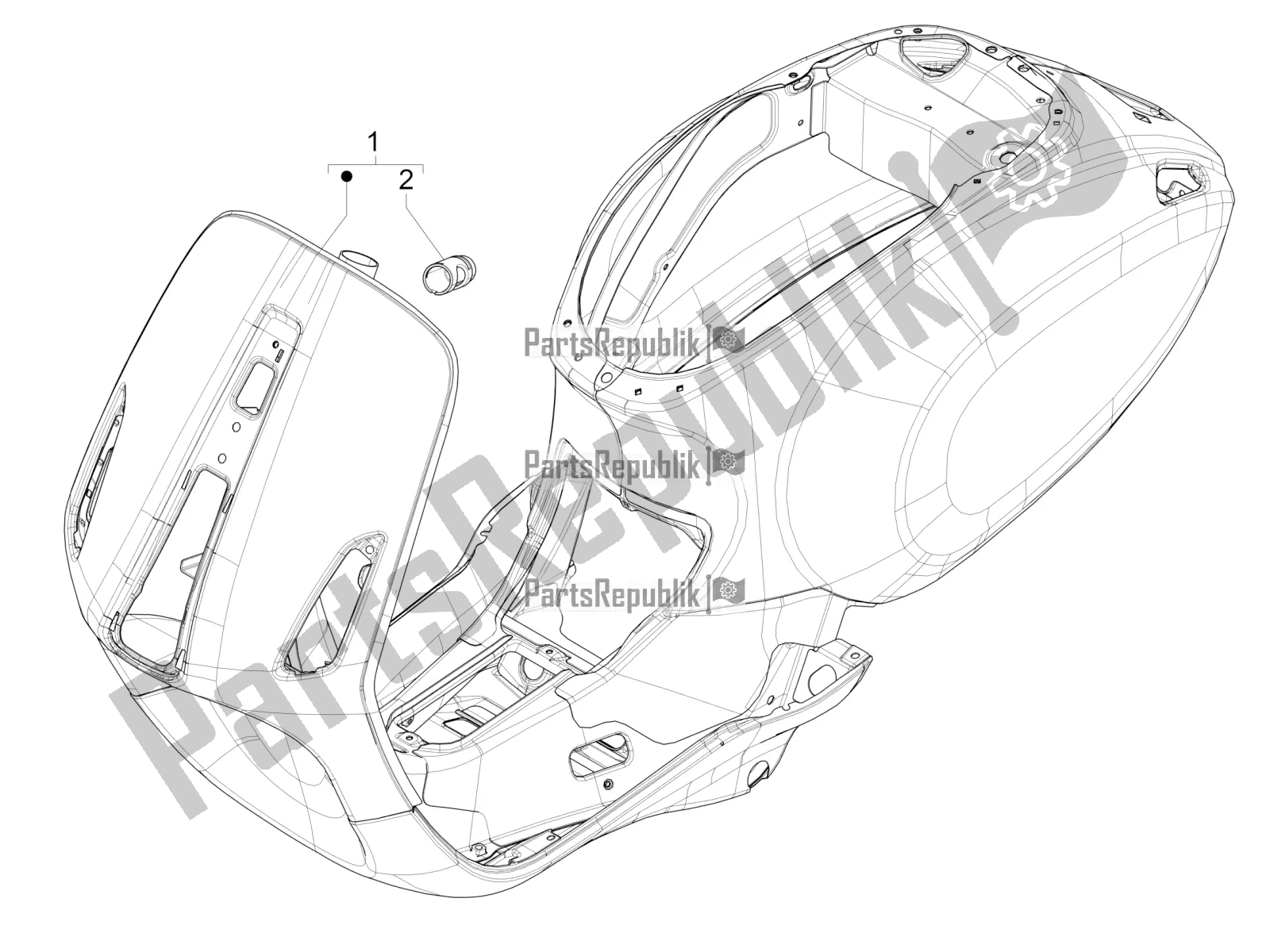 All parts for the Frame/bodywork of the Vespa Sprint 50 3V 25 KM/H E4 2020
