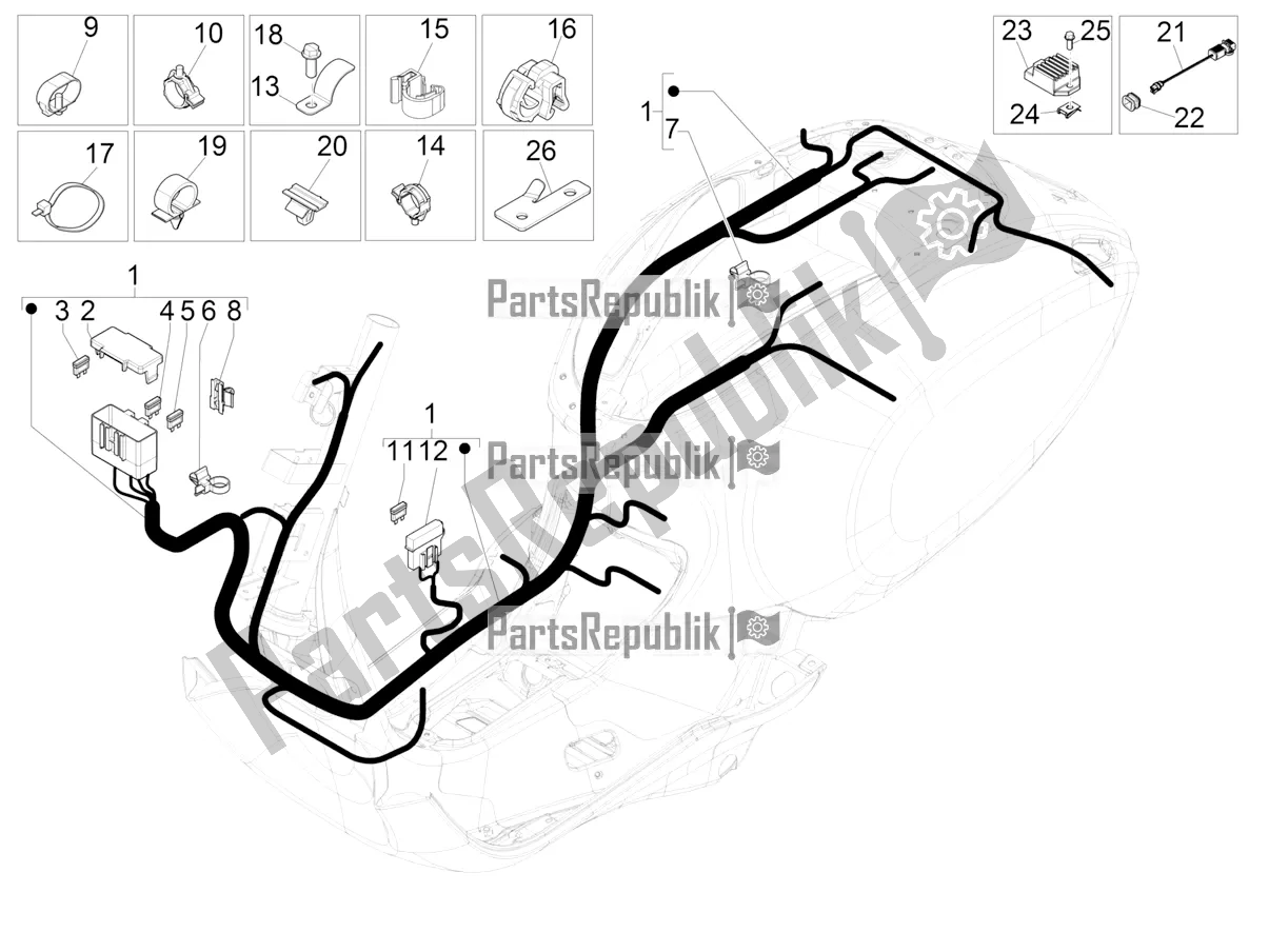 Toutes les pièces pour le Faisceau De Câbles Principal du Vespa Sprint 50 3V 25 KM/H E4 2020