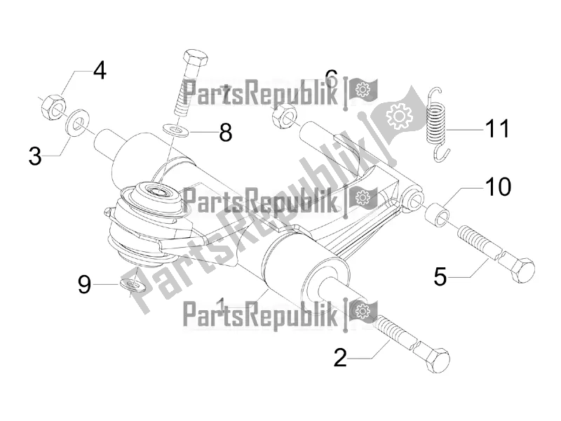 Toutes les pièces pour le Bras Oscillant du Vespa Sprint 50 3V 25 KM/H E4 2020