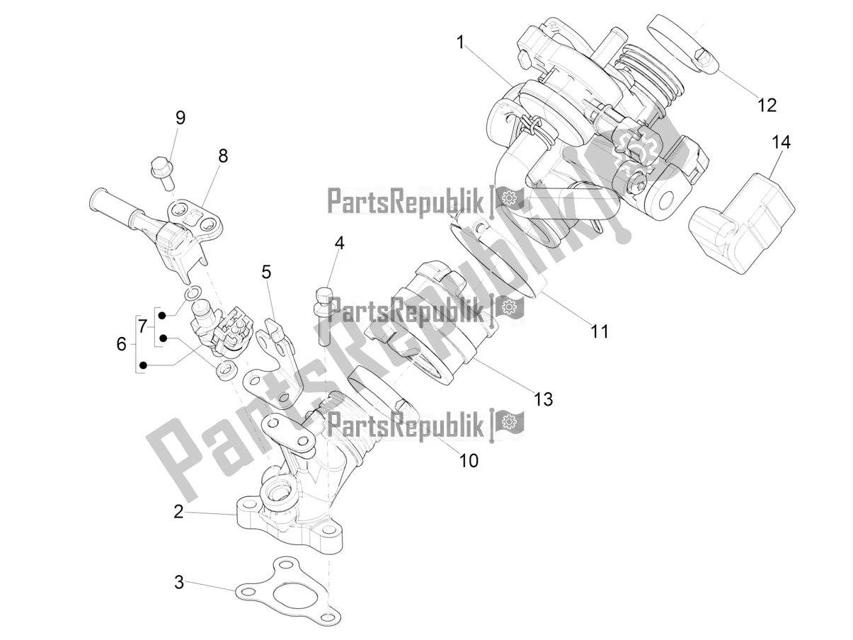 All parts for the Throttle Body - Injector - Induction Joint of the Vespa Sprint 50 3V 25 KM/H E4 2020