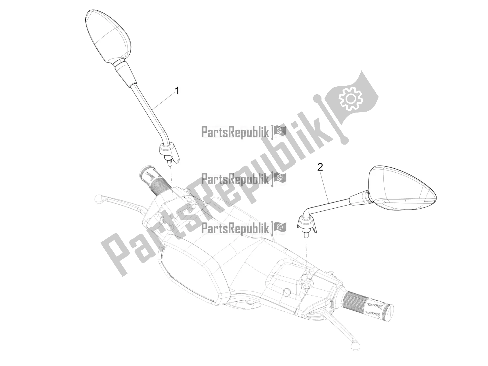 All parts for the Driving Mirror/s of the Vespa Sprint 50 4T 3V 25 KM/H 2017