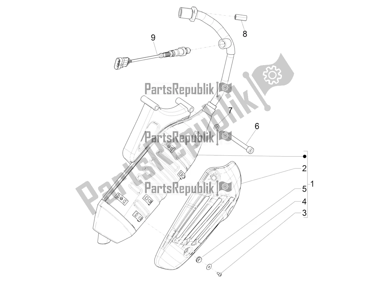 Todas as partes de Silenciador do Vespa Sprint 50 4T 3V 25 KM/H 2017