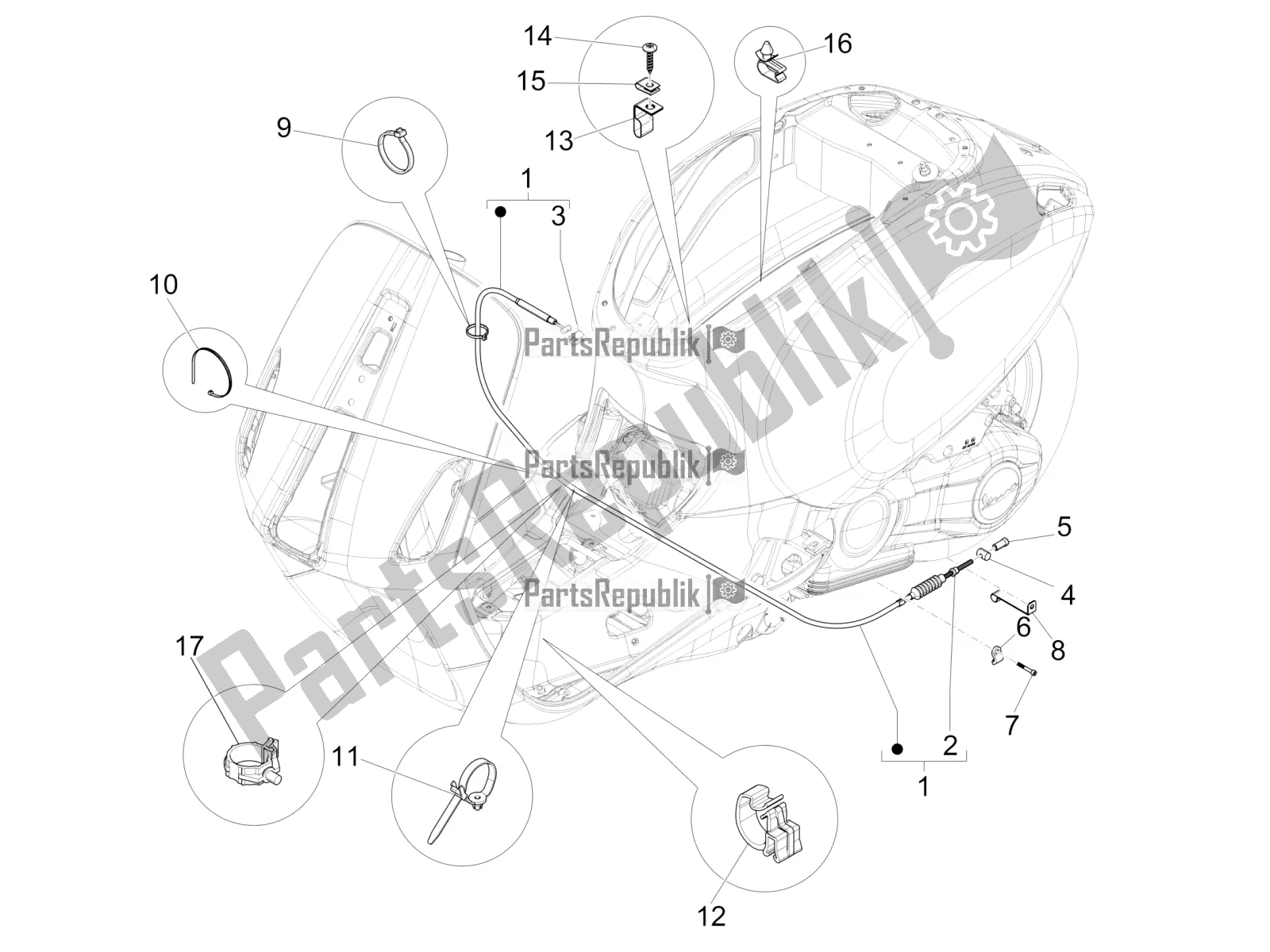 All parts for the Transmissions of the Vespa Sprint 50 4T 3V 25 KM/H 2017