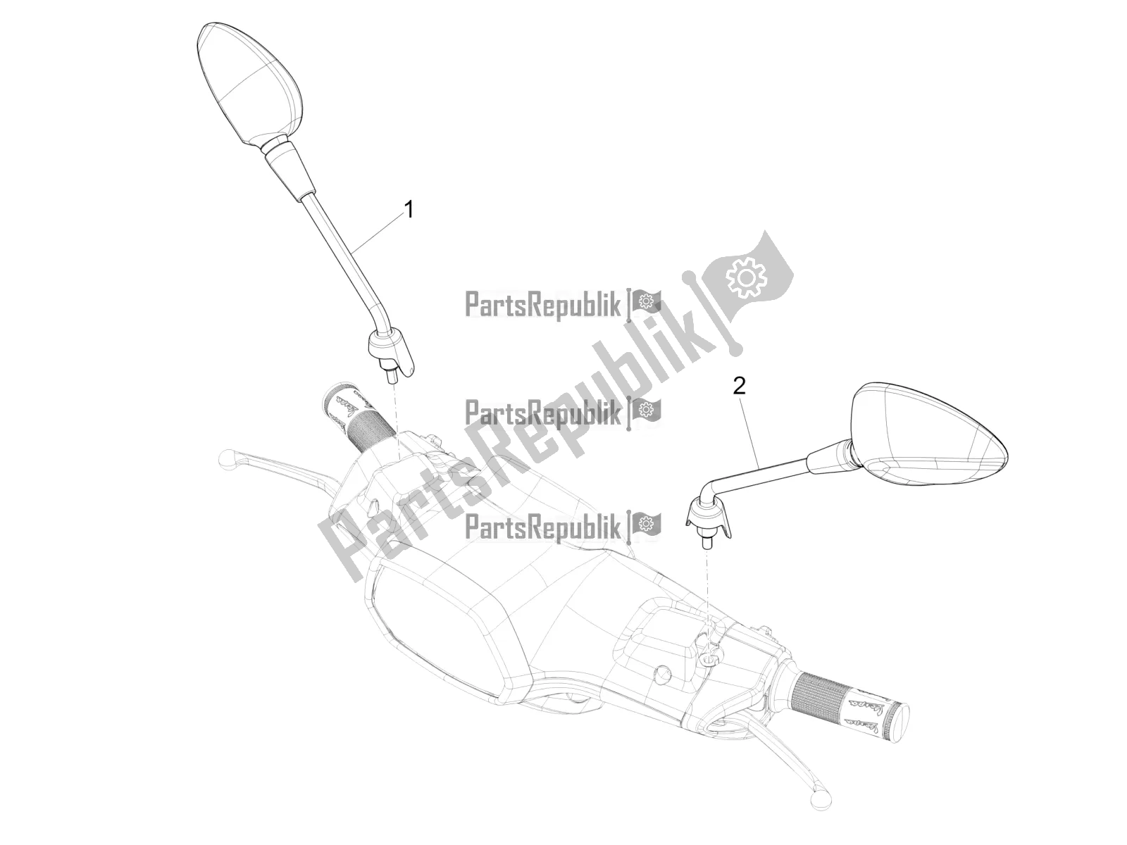 All parts for the Driving Mirror/s of the Vespa Sprint 50 4T 3V 25 KM/H 2018