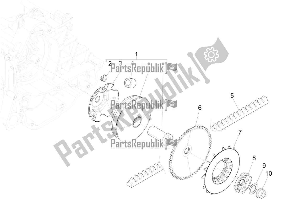 All parts for the Driving Pulley of the Vespa Sprint 50 4T 3V 25 KM/H 2018
