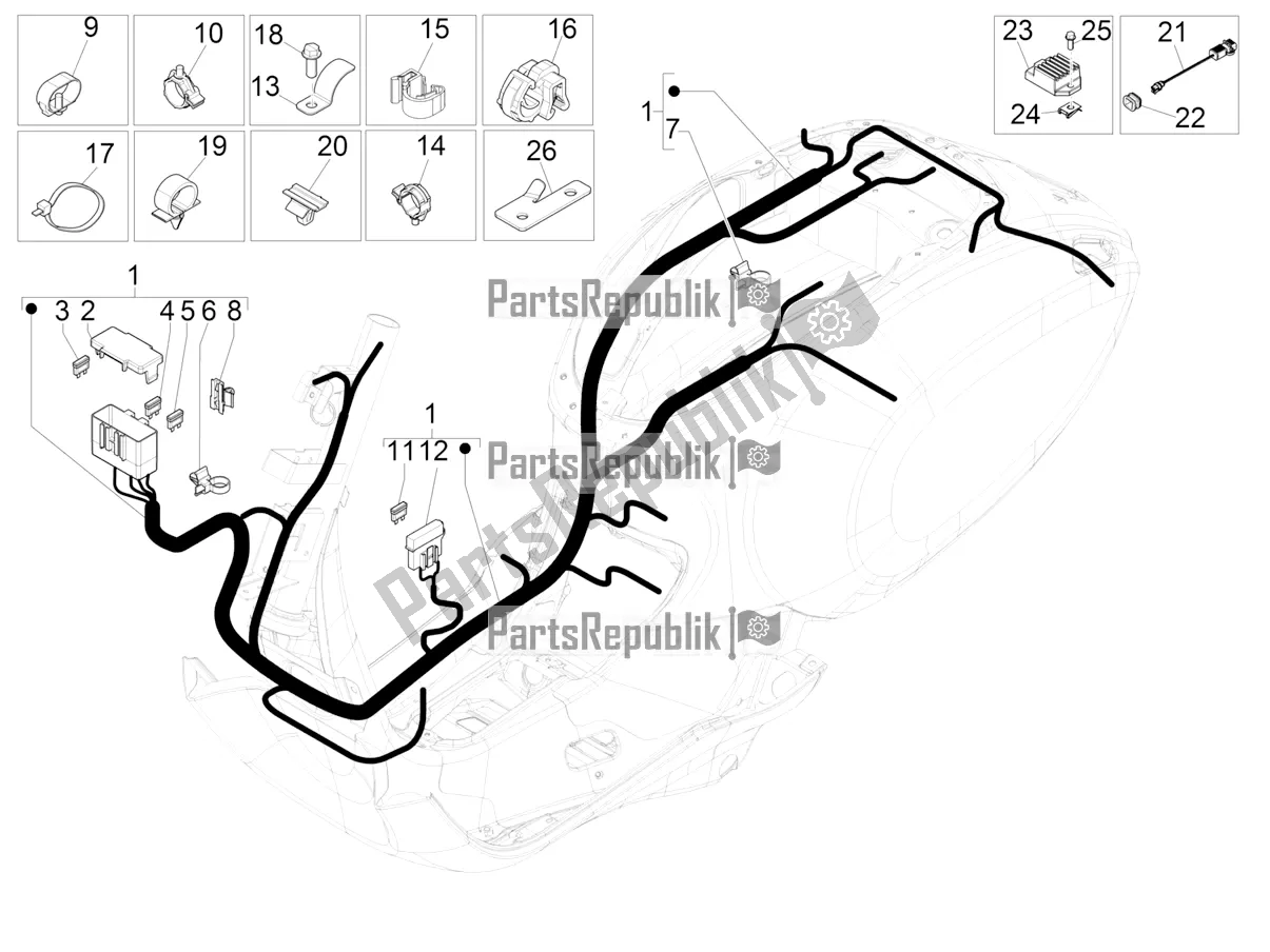 Toutes les pièces pour le Faisceau De Câbles Principal du Vespa Sprint 50 4T 3V 25 KM/H 2018