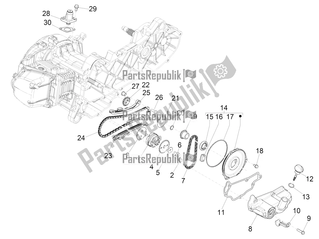 Tutte le parti per il Pompa Dell'olio del Vespa Sprint 50 4T 3V 25 KM/H 2018