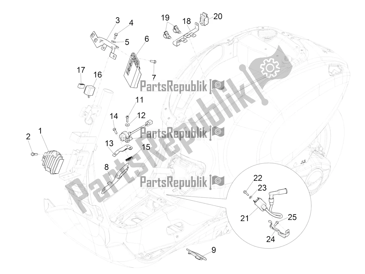 Tutte le parti per il Regolatori Di Tensione - Centraline Elettroniche (ecu) - H. T. Bobina del Vespa Sprint 50 4T 3V 25 KM/H 2018