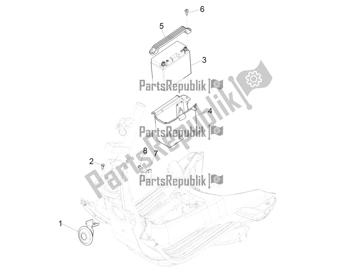 Todas las partes para Interruptores De Control Remoto - Batería - Bocina de Vespa Sprint 50 4T 3V 25 KM/H 2019