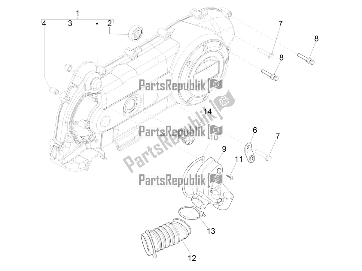 Toutes les pièces pour le Couvercle De Carter - Refroidissement Du Carter du Vespa Sprint 50 4T 3V 2017