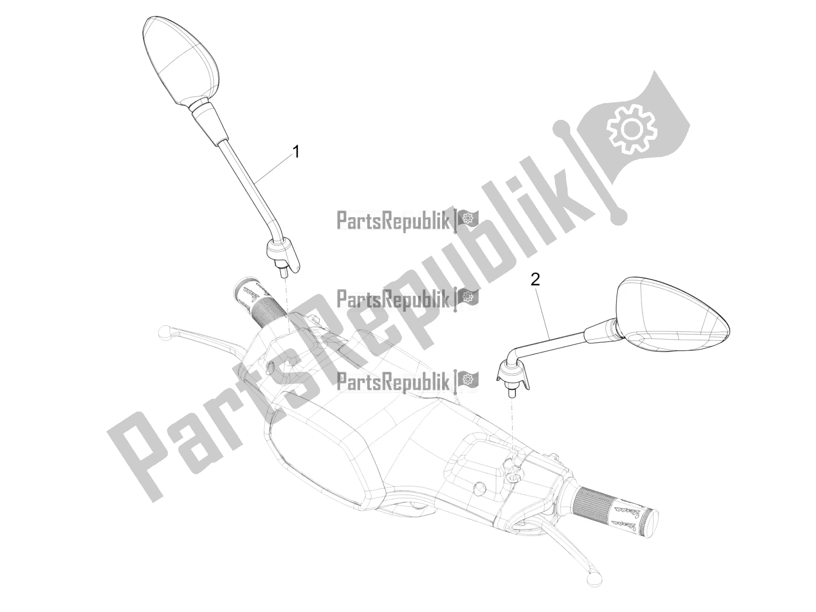 All parts for the Driving Mirror/s of the Vespa Sprint 50 4T 3V 2017