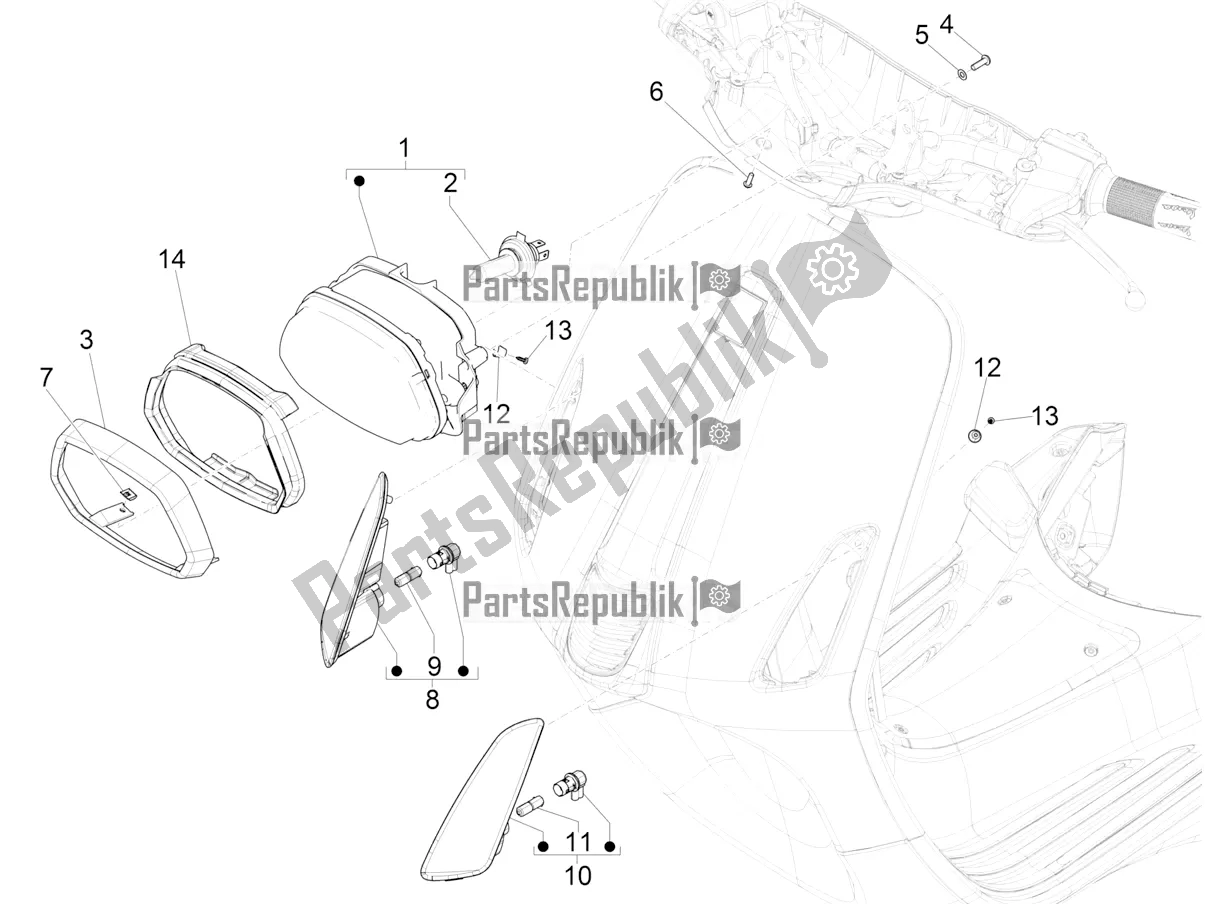 Toutes les pièces pour le Phares Avant - Clignotants du Vespa Sprint 50 4T 3V 2017