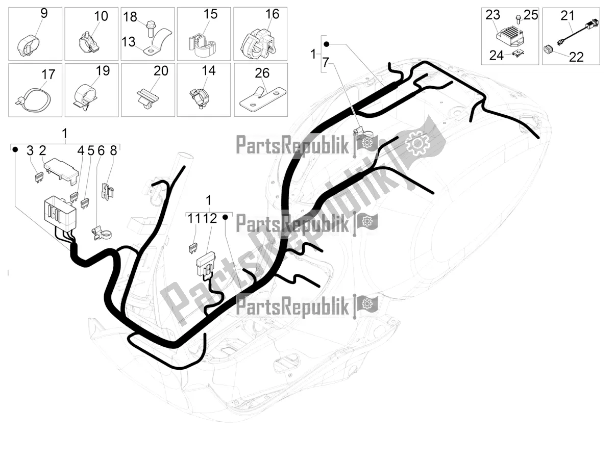 Todas as partes de Chicote De Cabos Principal do Vespa Sprint 50 4T 3V 2017