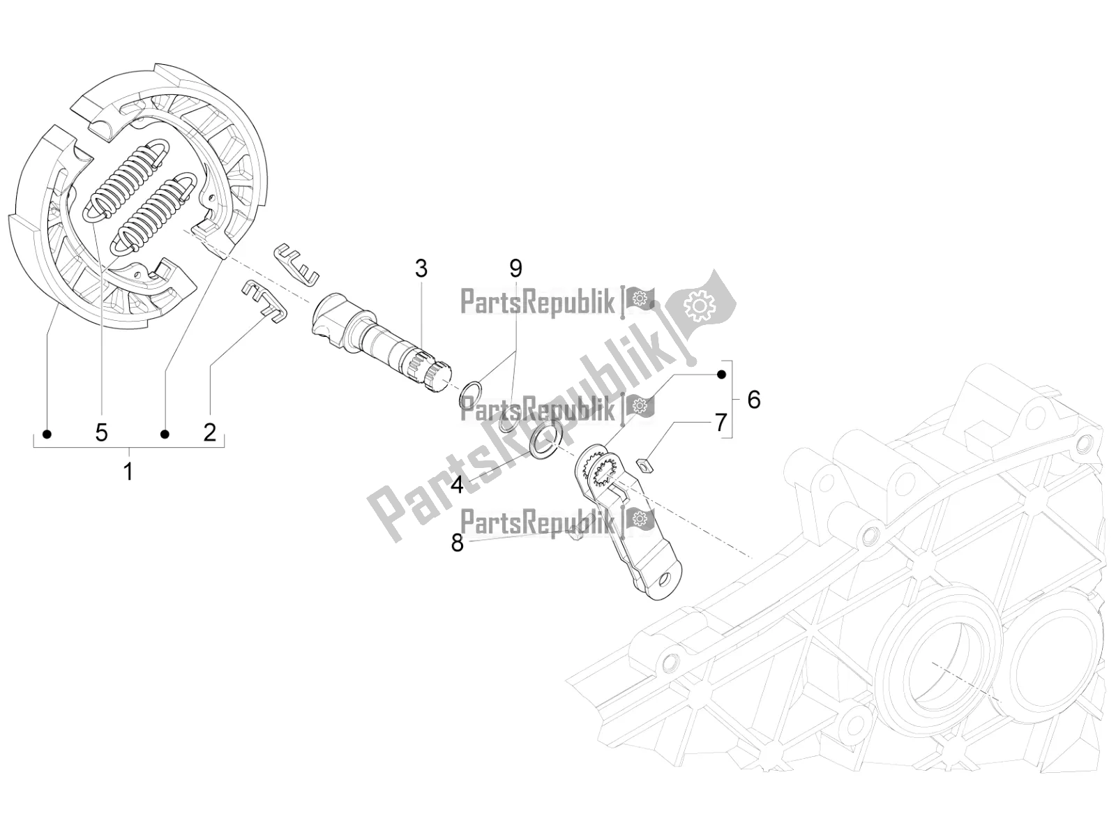 Toutes les pièces pour le Frein Arrière - Mâchoire De Frein du Vespa Sprint 50 4T 3V 2017