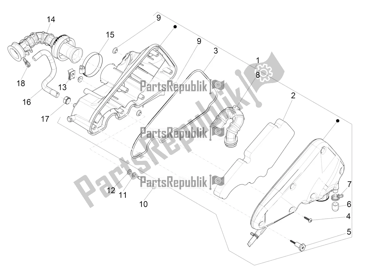 All parts for the Air Filter of the Vespa Sprint 50 4T 3V 2018