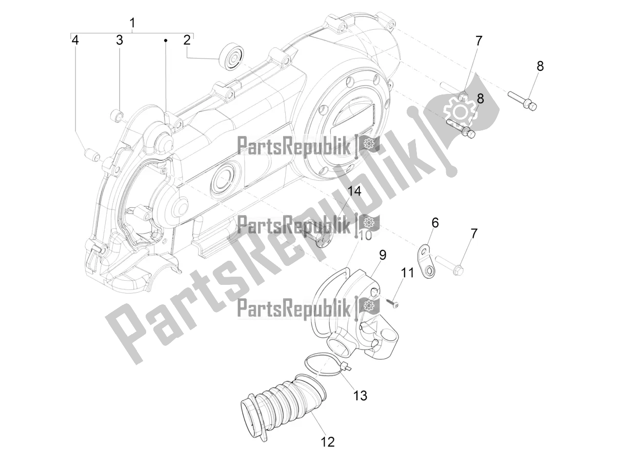 All parts for the Crankcase Cover - Crankcase Cooling of the Vespa Sprint 50 4T 3V 2018