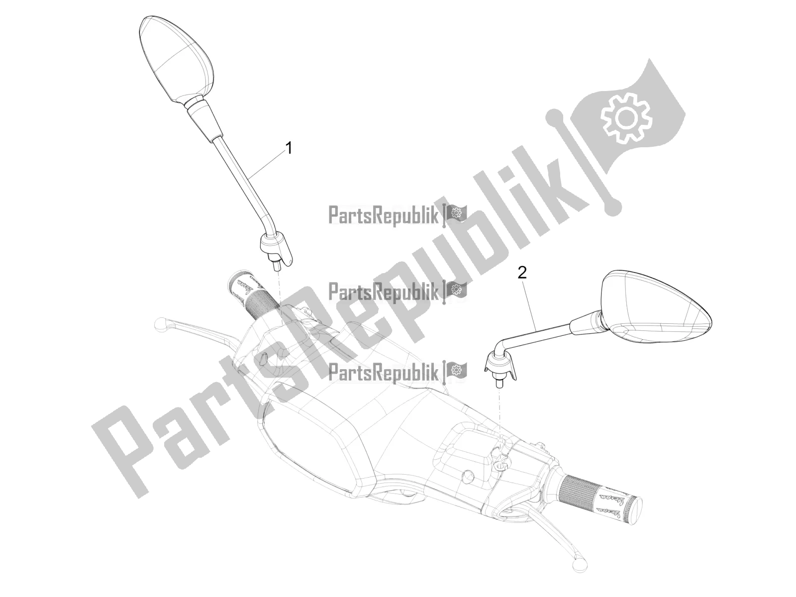 All parts for the Driving Mirror/s of the Vespa Sprint 50 4T 3V 2018