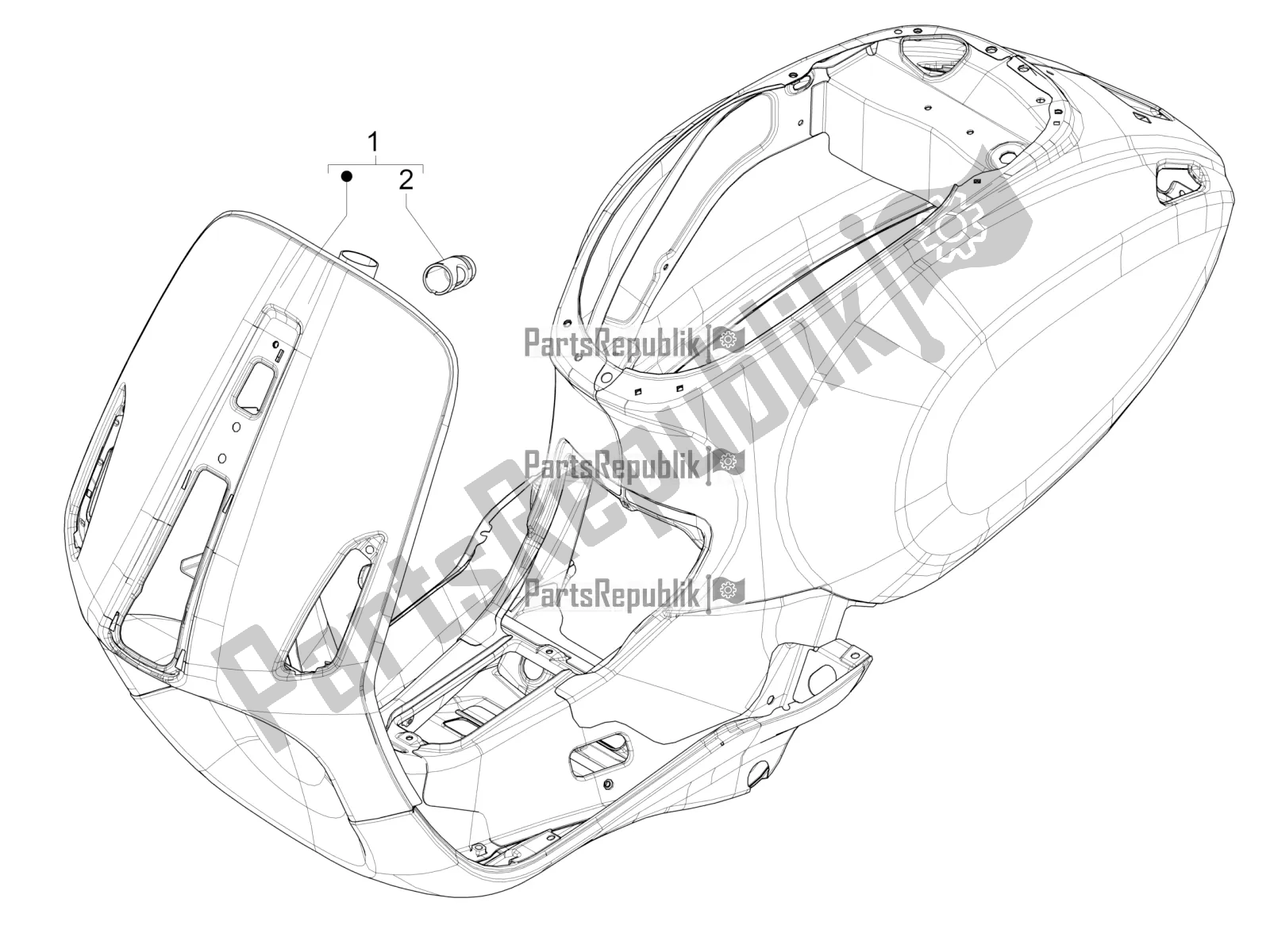 All parts for the Frame/bodywork of the Vespa Sprint 50 4T 3V 2018