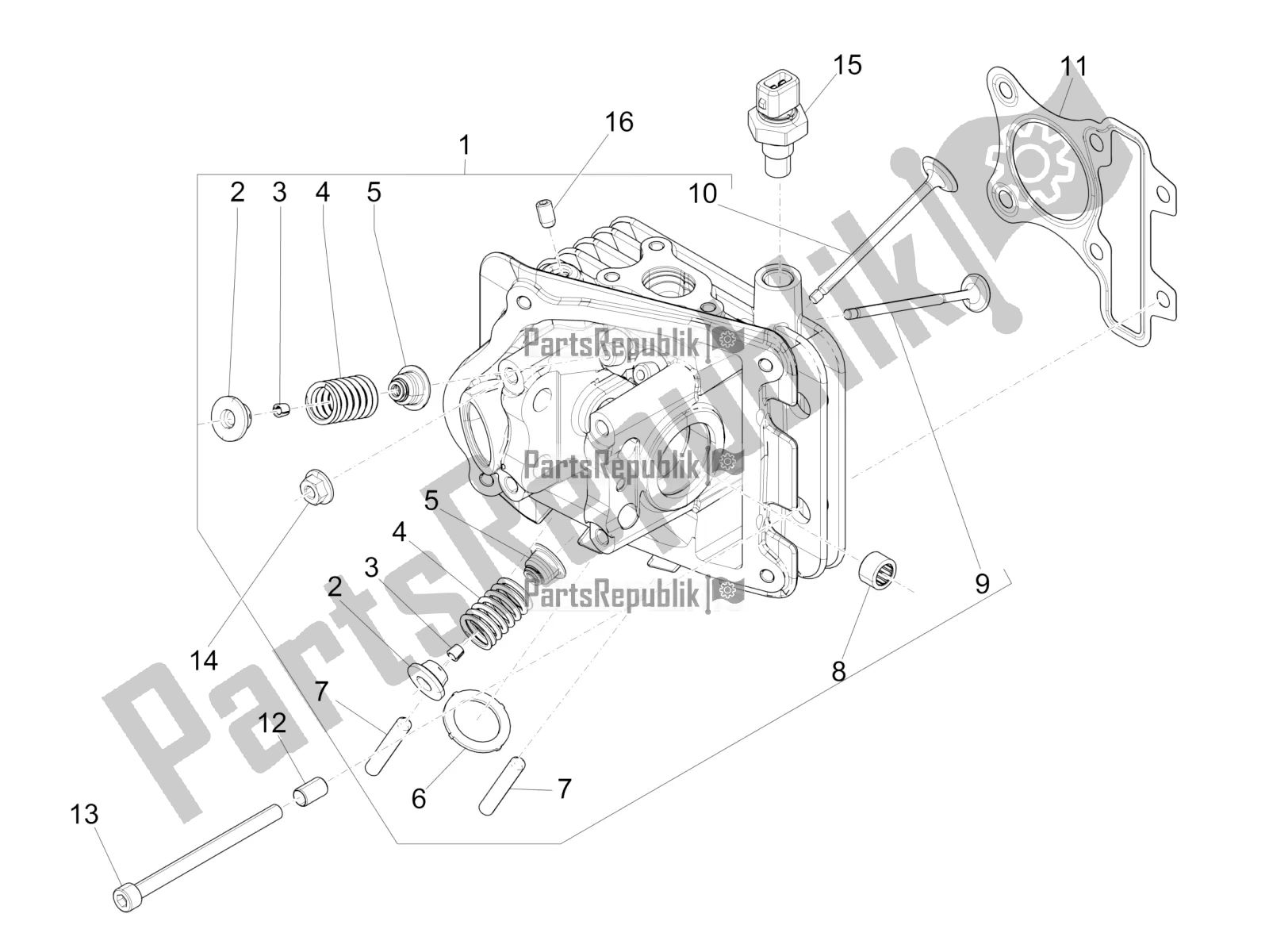 All parts for the Head Unit - Valve of the Vespa Sprint 50 4T 3V 2018