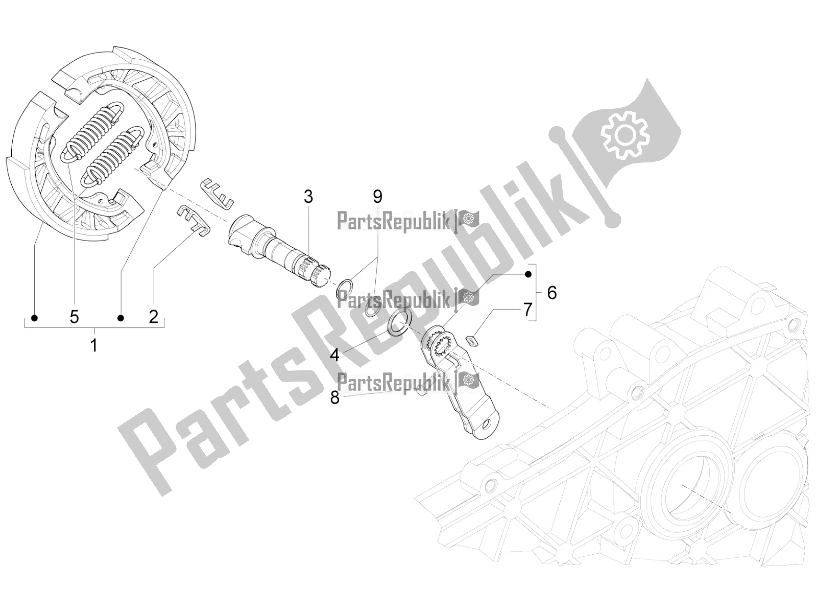All parts for the Rear Brake - Brake Jaw of the Vespa Sprint 50 4T 3V 2018