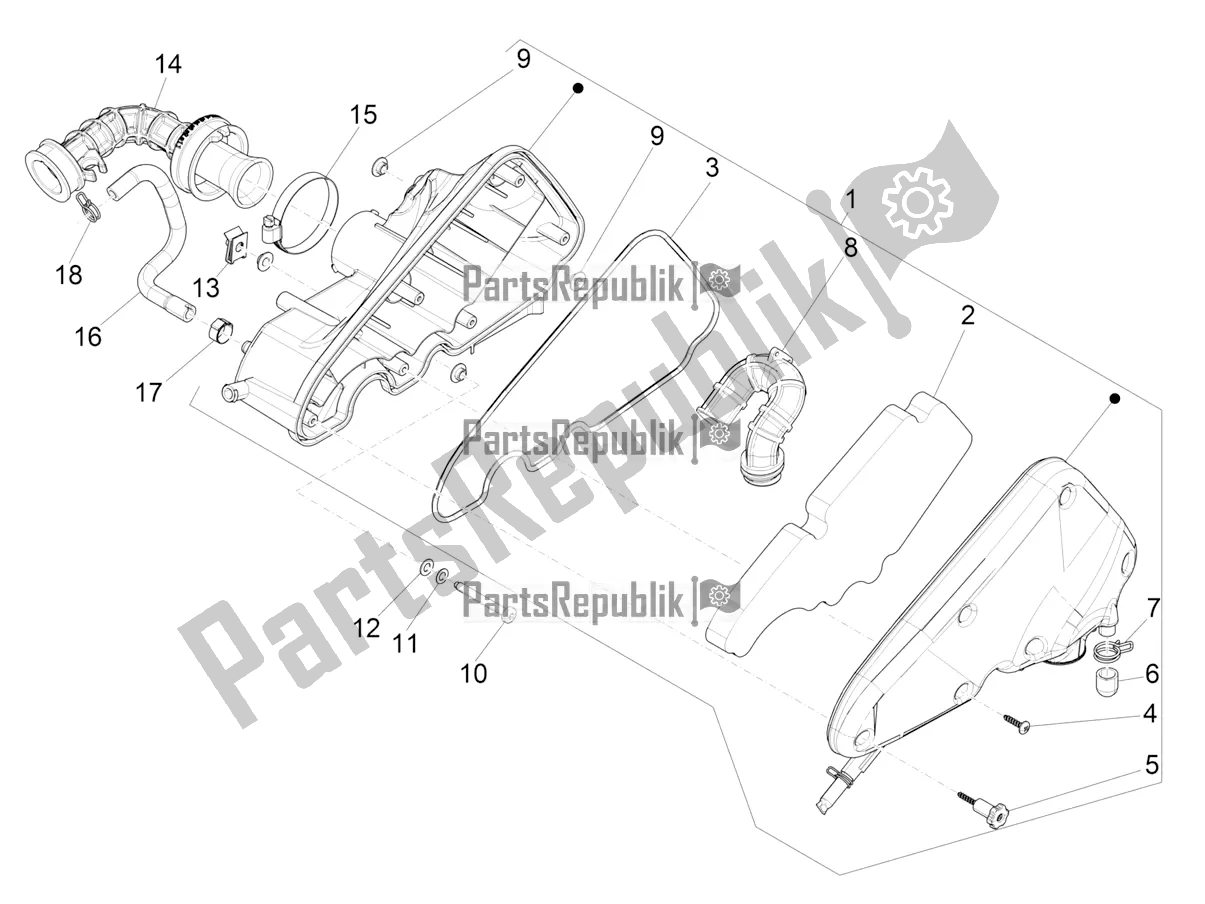 All parts for the Air Filter of the Vespa Sprint 50 4T 3V 2019