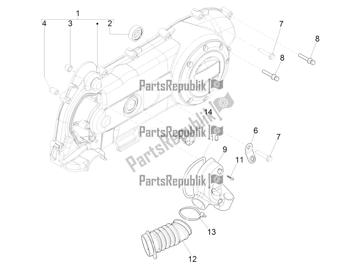 Todas las partes para Tapa Del Cárter - Enfriamiento Del Cárter de Vespa Sprint 50 4T 3V 2019