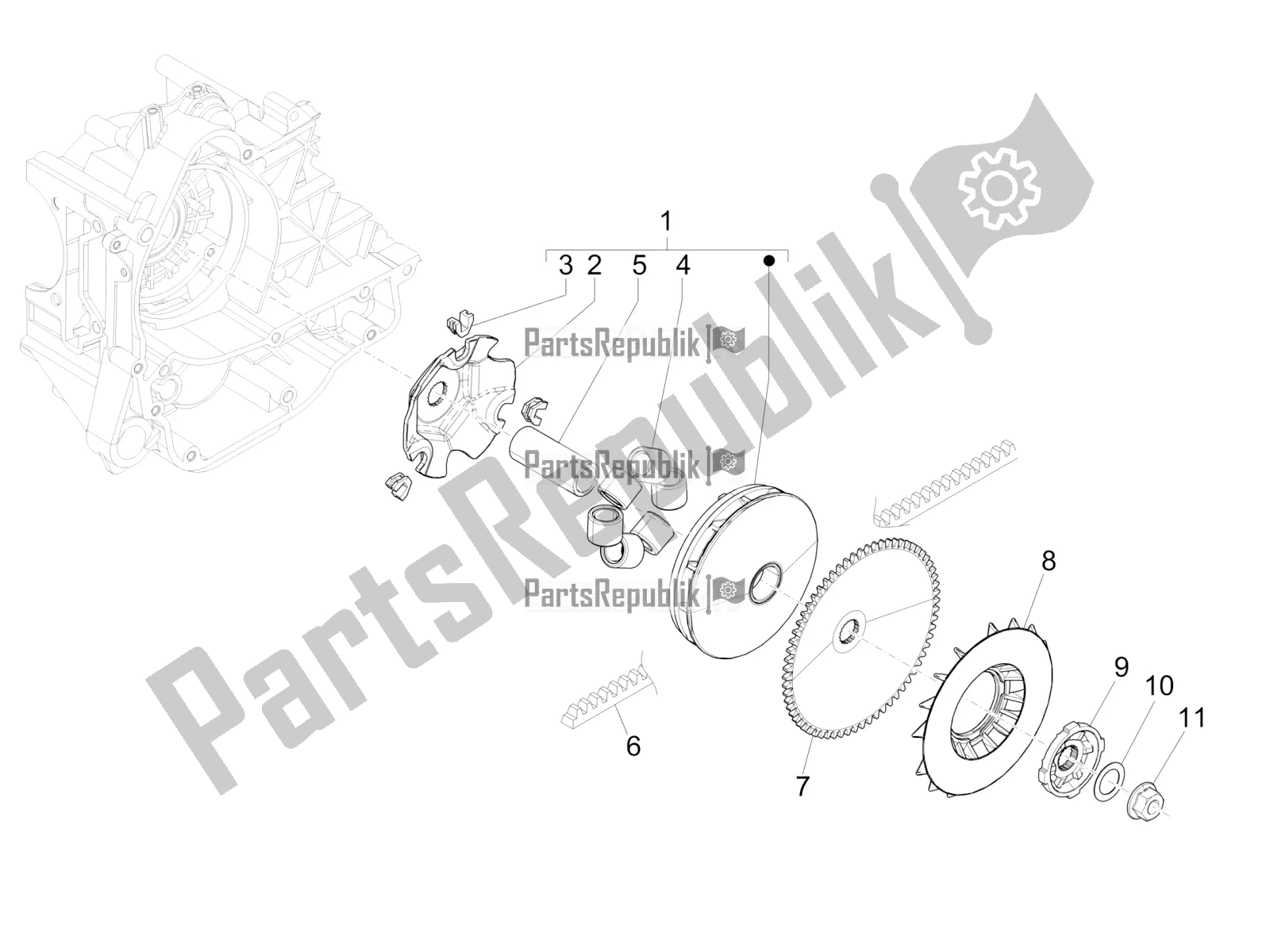 Todas las partes para Polea Motriz de Vespa Sprint 50 4T 3V 2019