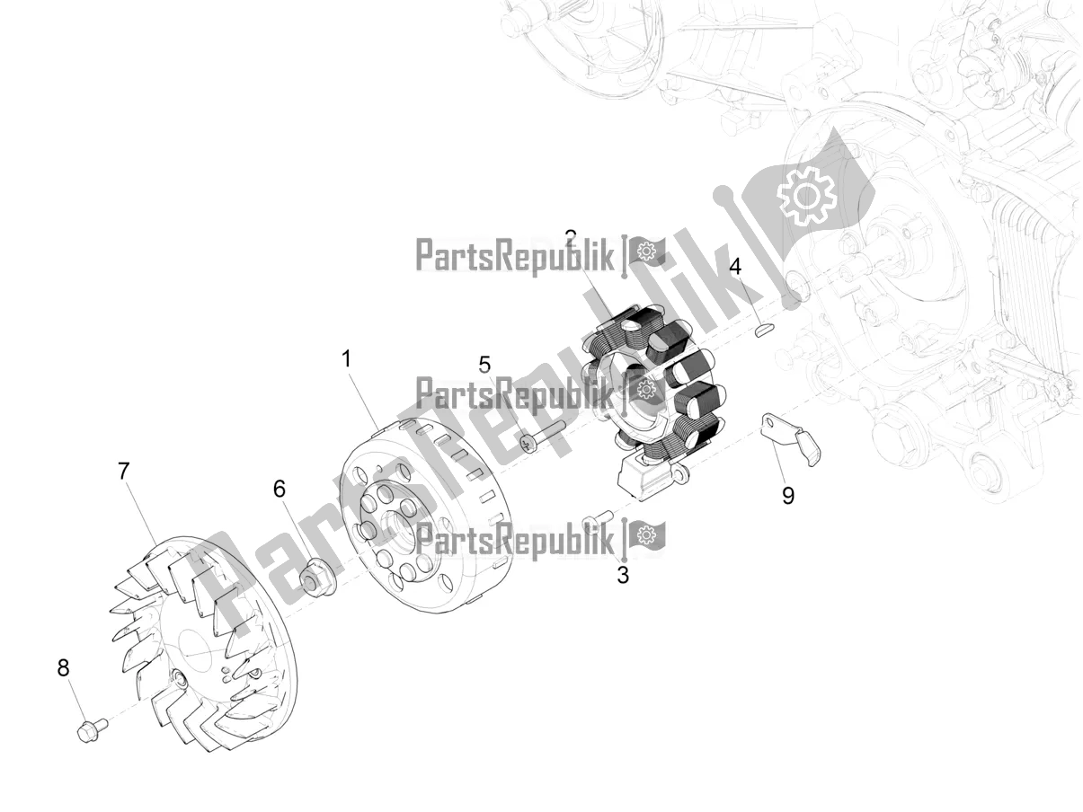 All parts for the Flywheel Magneto of the Vespa Sprint 50 4T 3V 2019