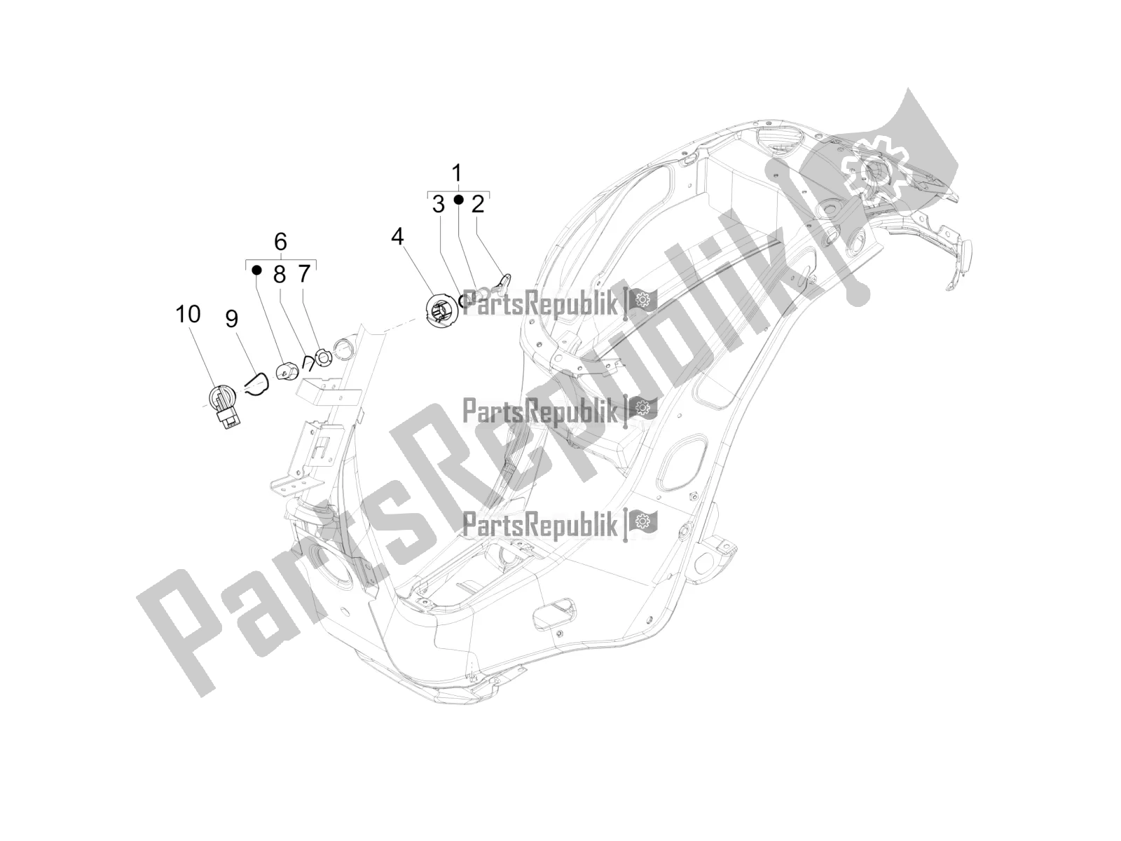 Todas las partes para Cerraduras de Vespa Sprint 50 4T 3V 2019