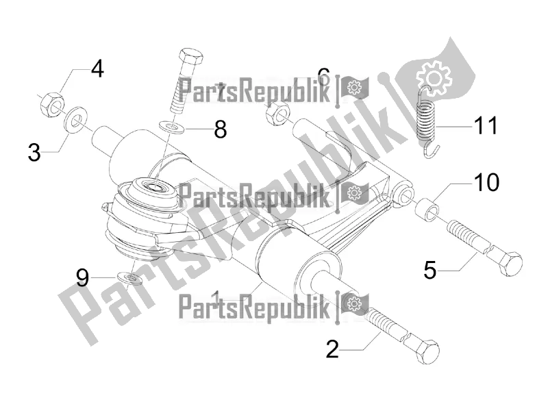 Alle onderdelen voor de Zwaaiende Arm van de Vespa Sprint 50 4T 3V 2019