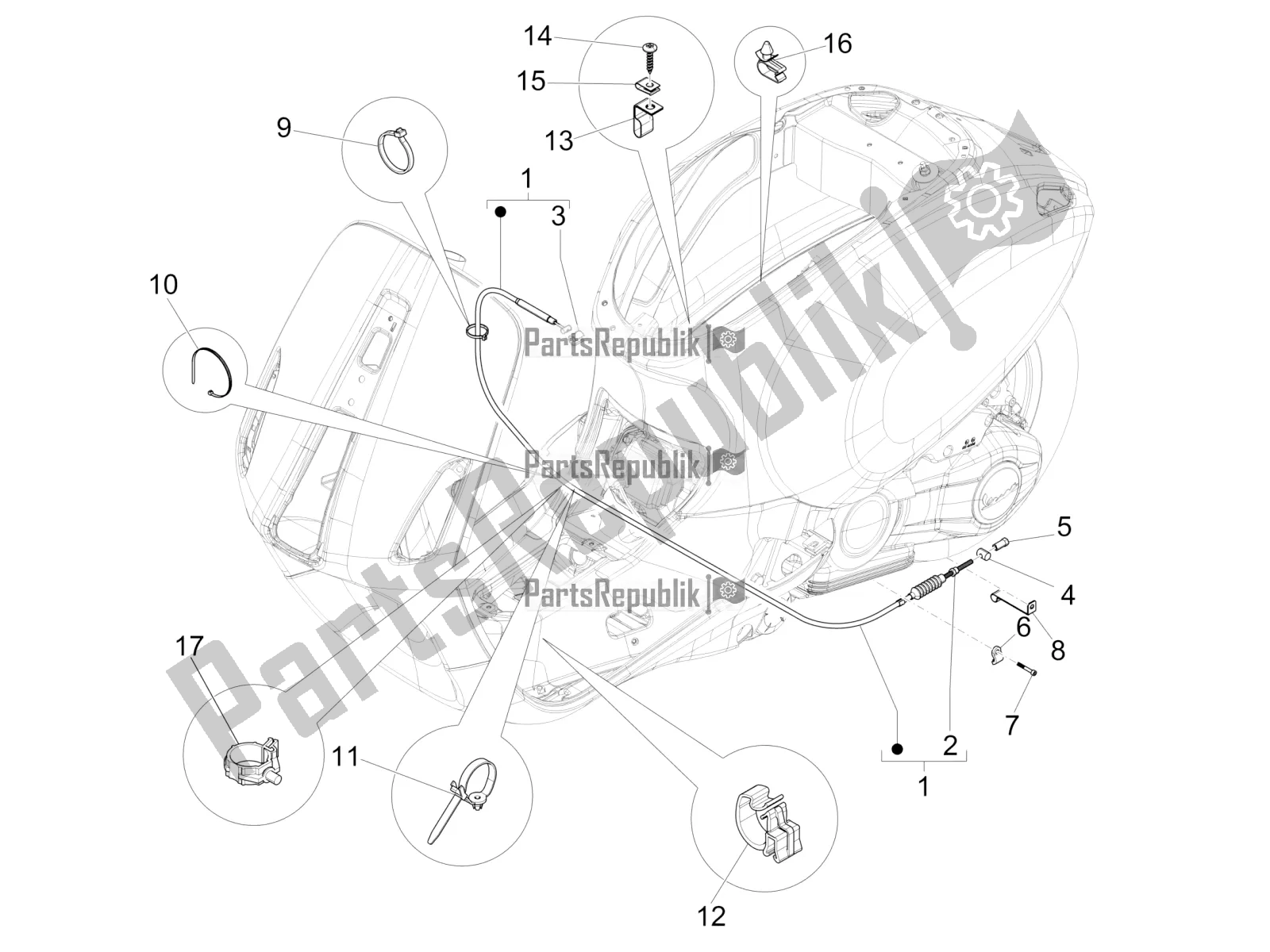 Todas las partes para Transmisiones de Vespa Sprint 50 4T 3V 2019