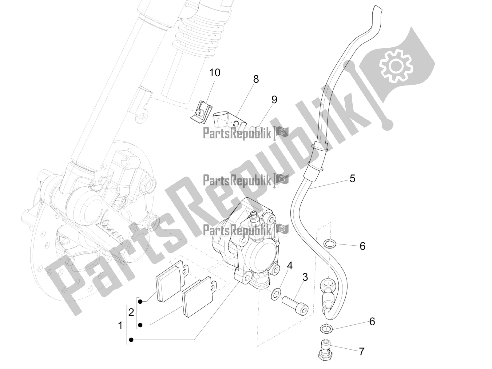 All parts for the Brakes Pipes - Calipers of the Vespa Sprint 50 4 T/3V E2 USA 2019