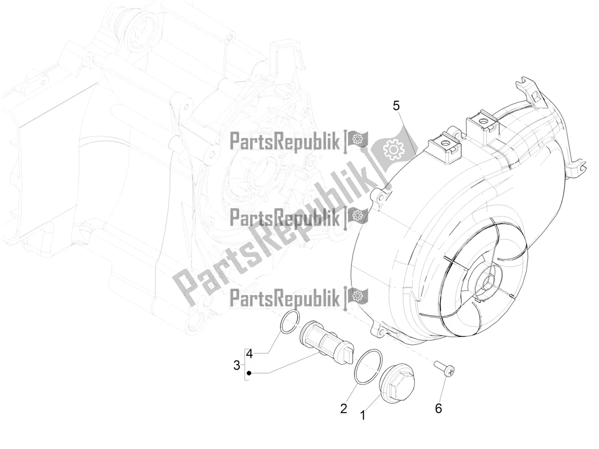 Alle onderdelen voor de Vliegwiel Magneto Deksel - Oliefilter van de Vespa Sprint 50 4 T/3V E2 USA 2019