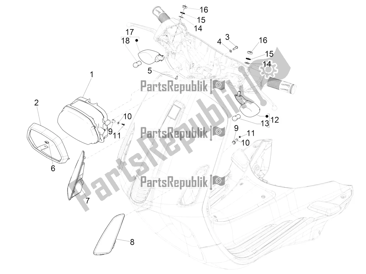 Tutte le parti per il Fari Anteriori - Indicatori Di Direzione del Vespa Sprint 50 4 T/3V E2 USA 2019