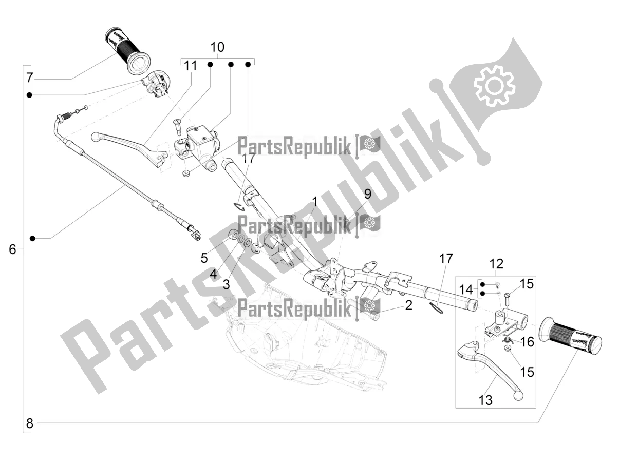 All parts for the Handlebars - Master Cil. Of the Vespa Sprint 50 4 T/3V E2 USA 2019