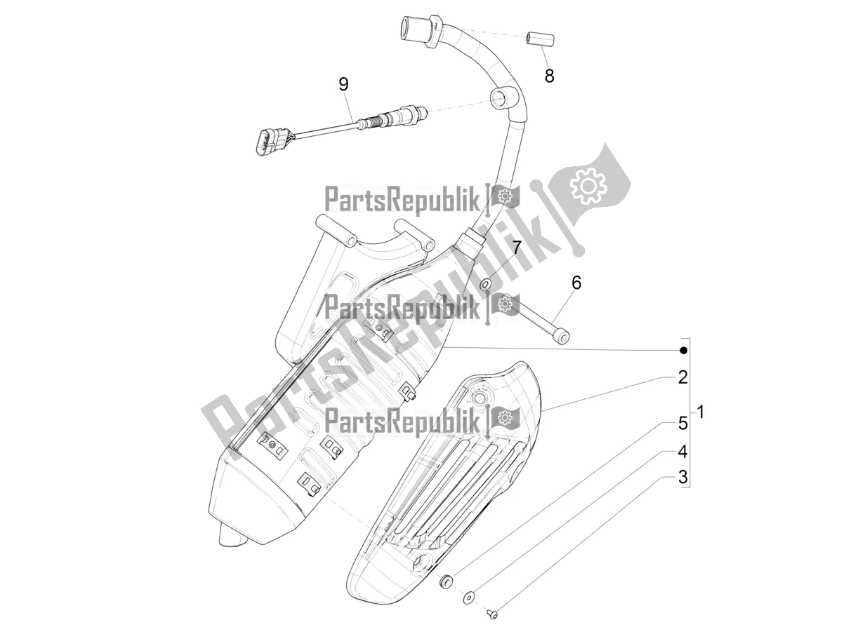Tutte le parti per il Silenziatore del Vespa Sprint 50 4 T/3V E2 USA 2019